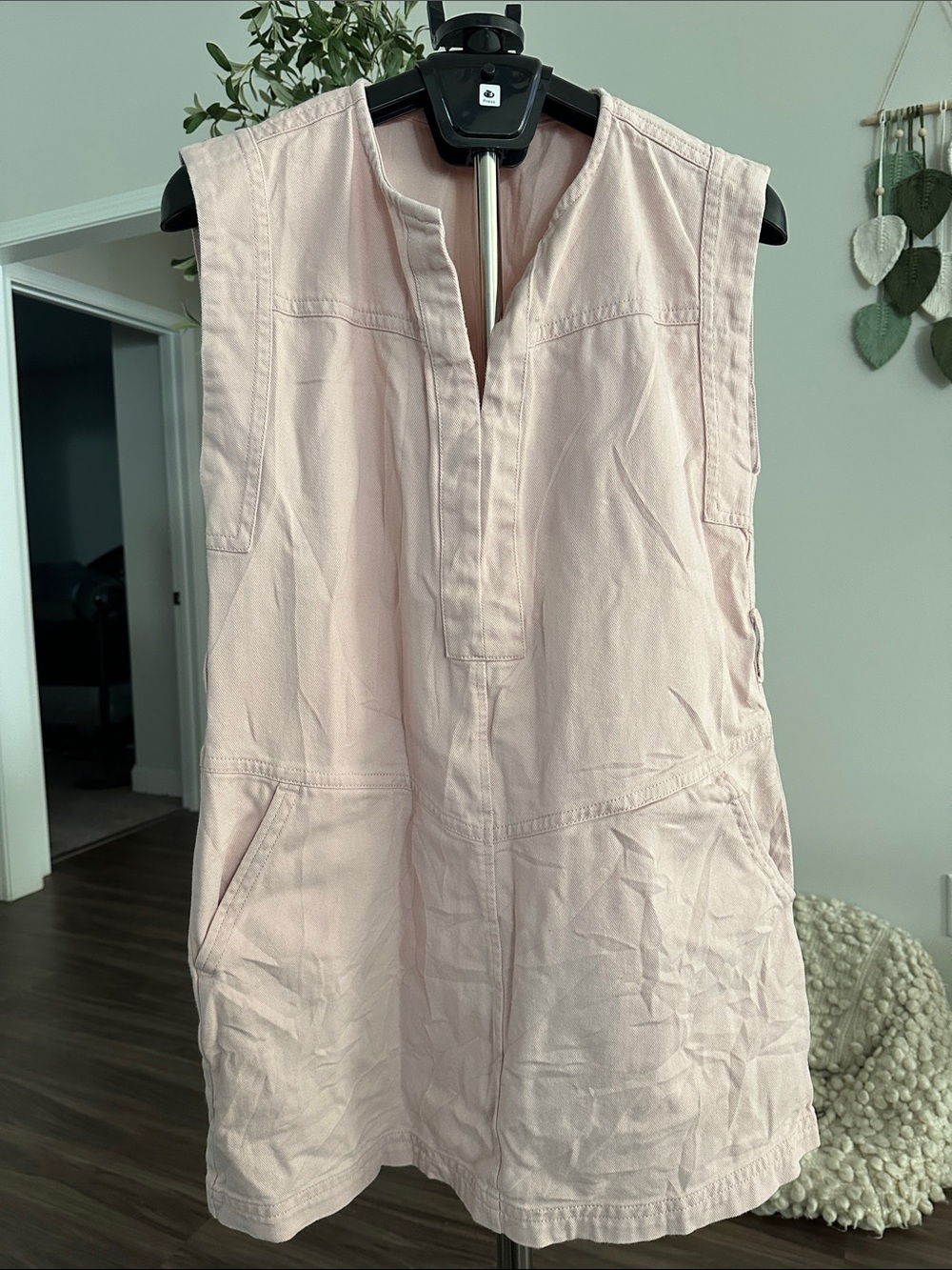 Banana Republic Light Pink Sleeveless Cotton Jean Shift Dress